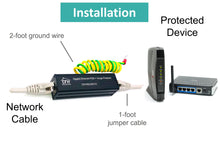 Load image into Gallery viewer, ⚡ Ethernet Gigabit (POE++, POE+, POE, non-POE) Surge Protector Kit with CAT 6a Jumper Cable and Ground Wire
